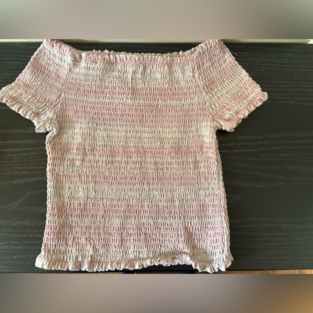 3/$15 Pink & White Off the Shoulder Top